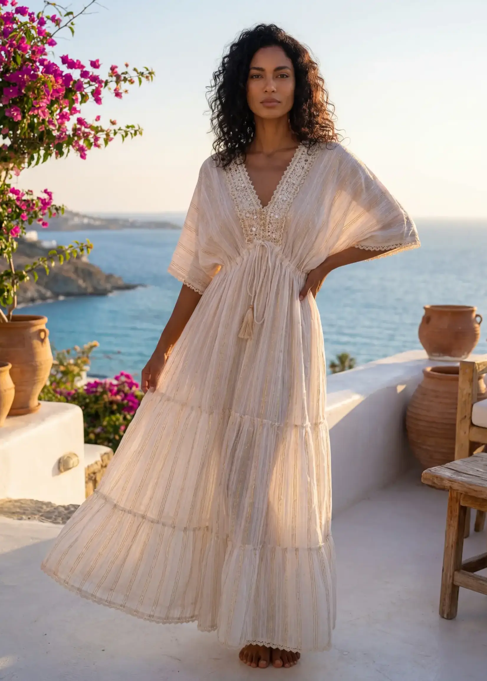 Lula Natura Lety Blanco Long Gold Dress