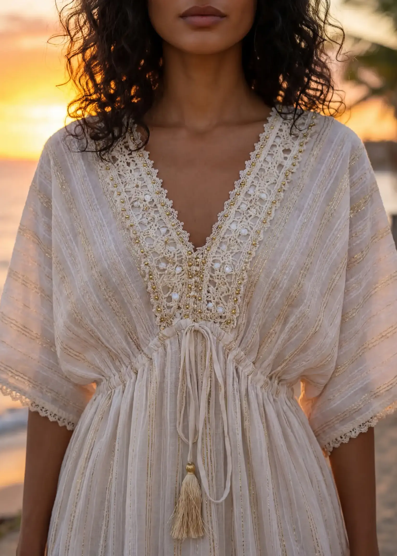 Lula Natura Lety Blanco Long Gold Dress