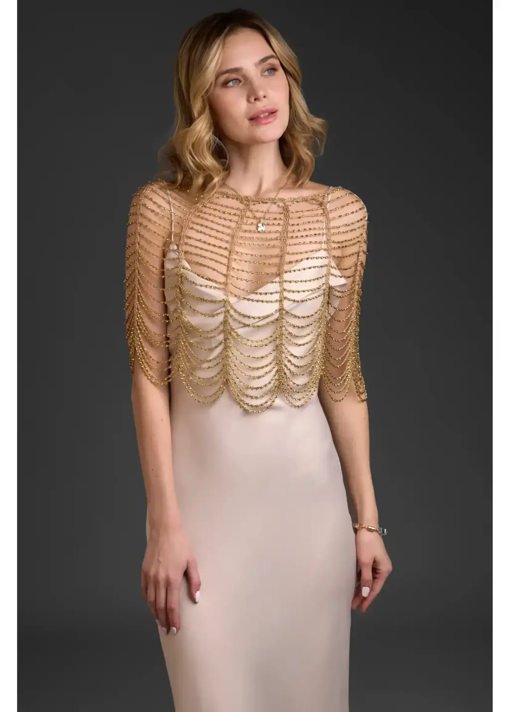 SAACHI Festive Scallop Beaded Capelet