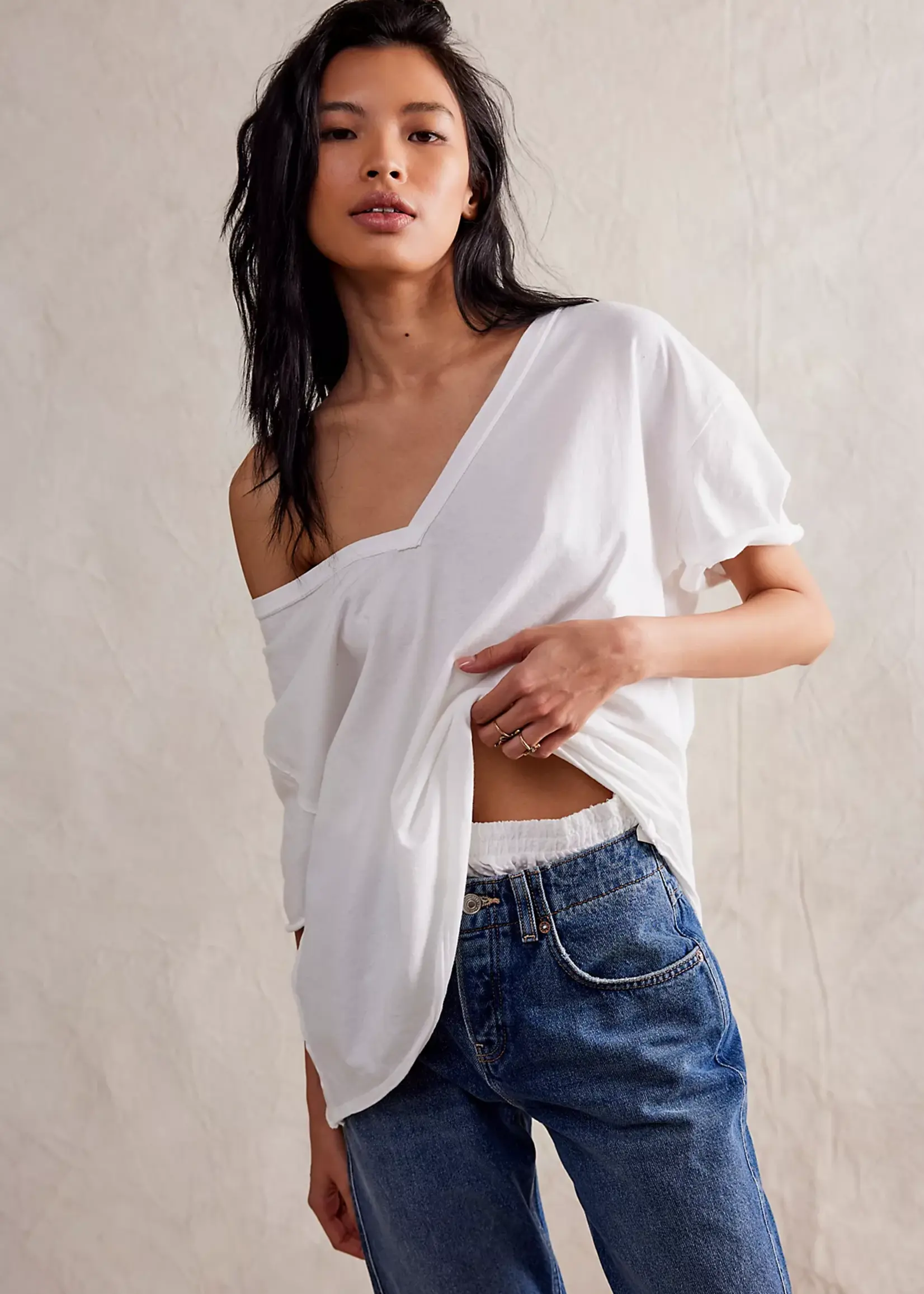Free People Nina Tee V Ivory