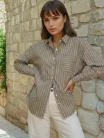 and for Good Good Boyfriend Shirt Tuscan Stripe Celery