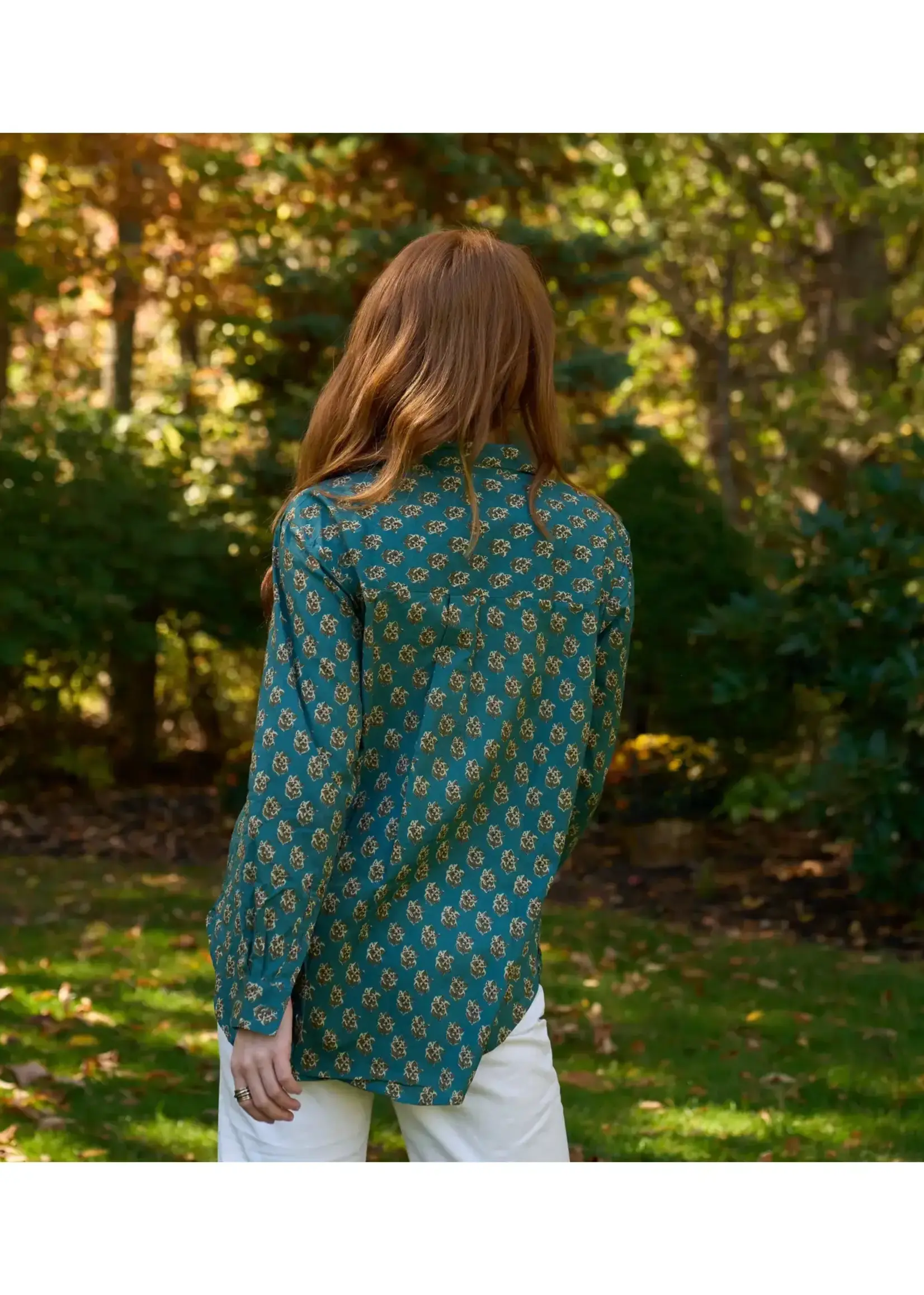 and for Good Good Boyfriend Shirt Rockport Floral French Teal