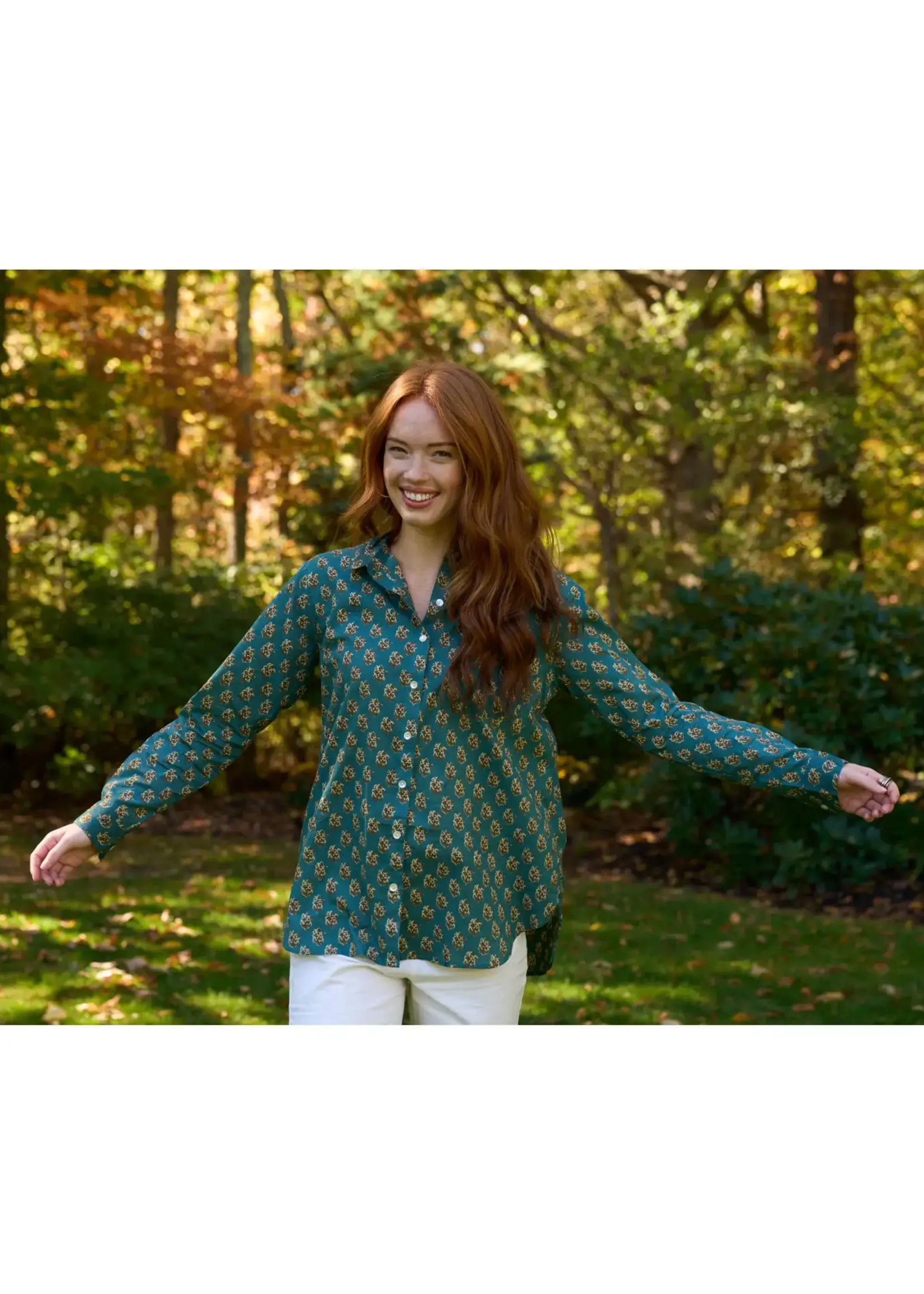 and for Good Good Boyfriend Shirt Rockport Floral French Teal