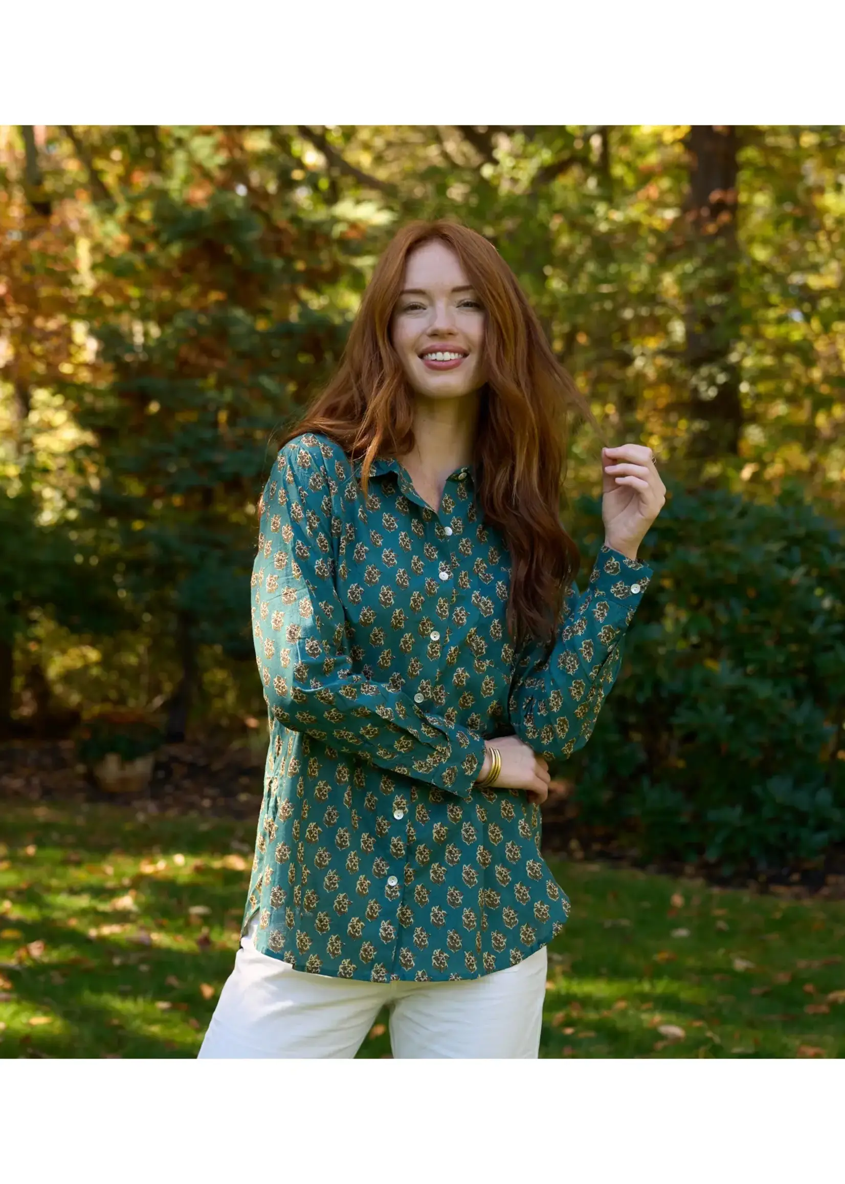 and for Good Good Boyfriend Shirt Rockport Floral French Teal