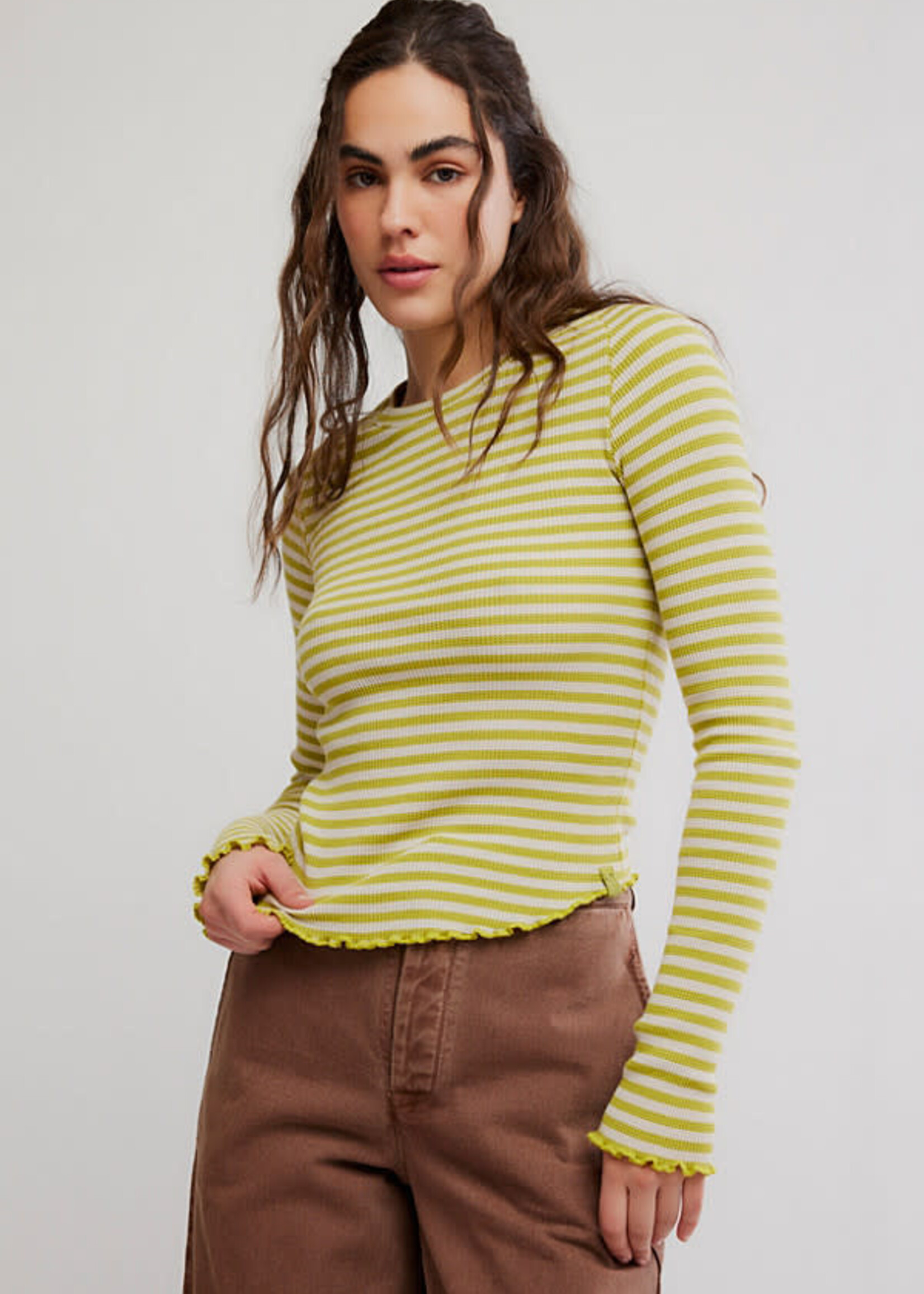 Free People Easy Does It Striped Tee Green