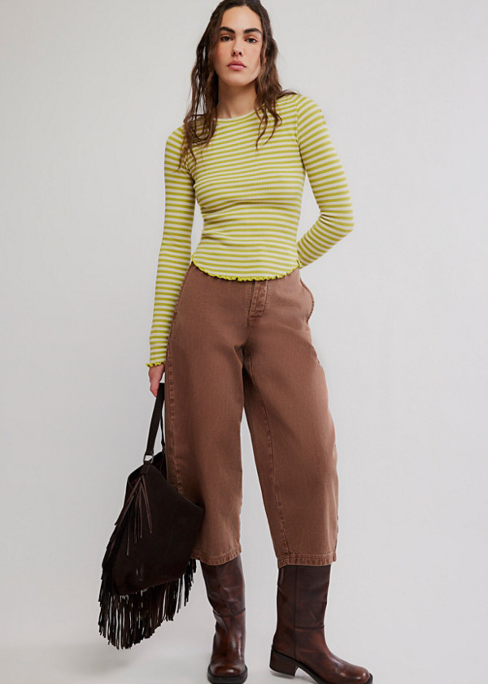 Free People Easy Does It Striped Tee Green