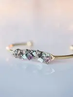 Dynamo Raw Crystal Cuff Bracelet Silver Plated
