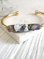 Dynamo Boho Gold Cuff w/ Turquoise & Moonstone