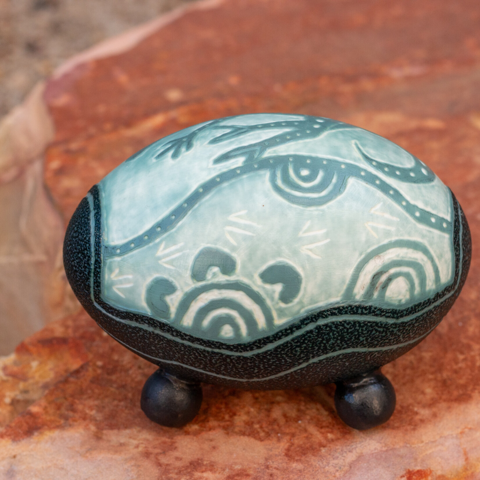 Uncle Eric Brown Emu Egg on stands