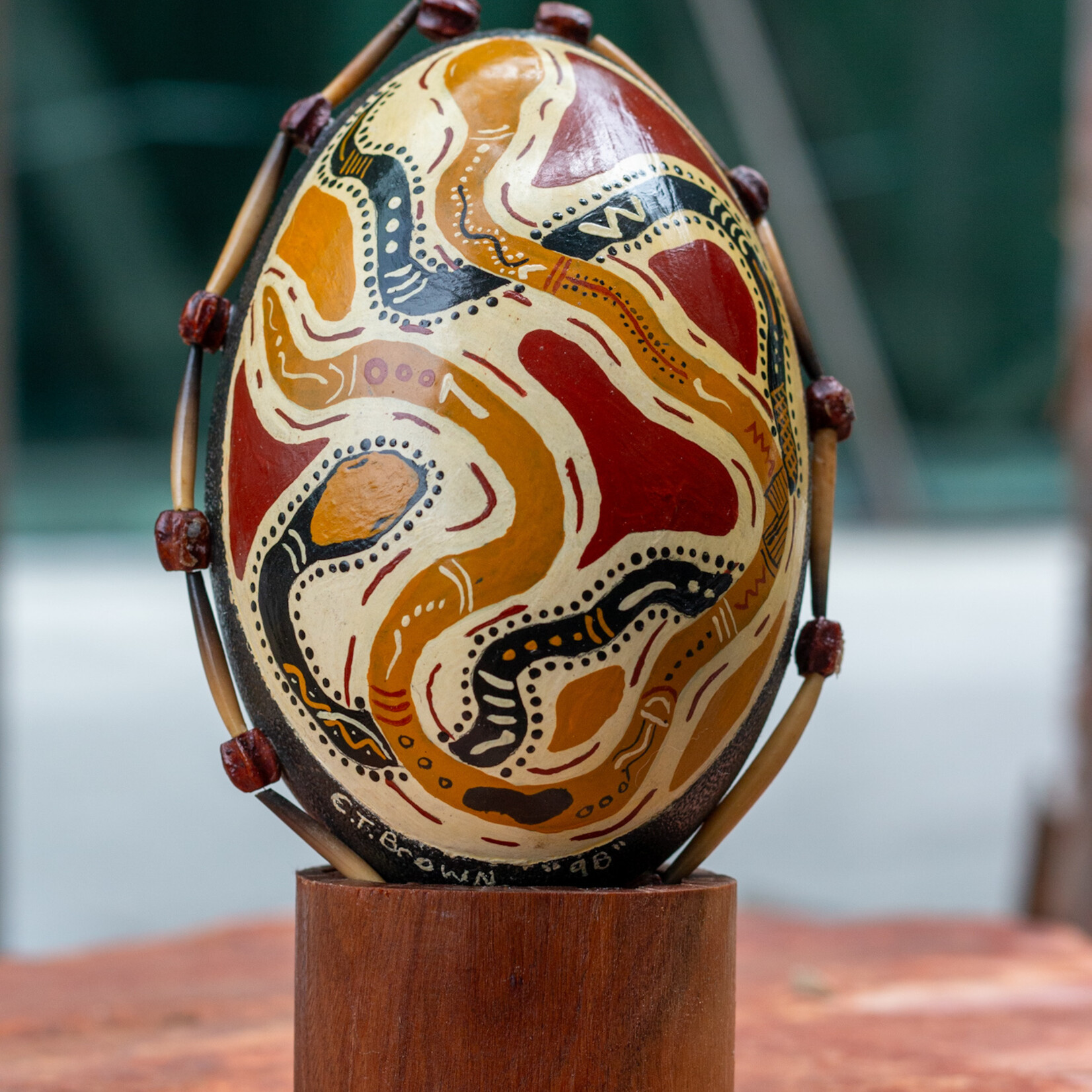 Uncle Eric Brown- Emu egg with Echidna spines