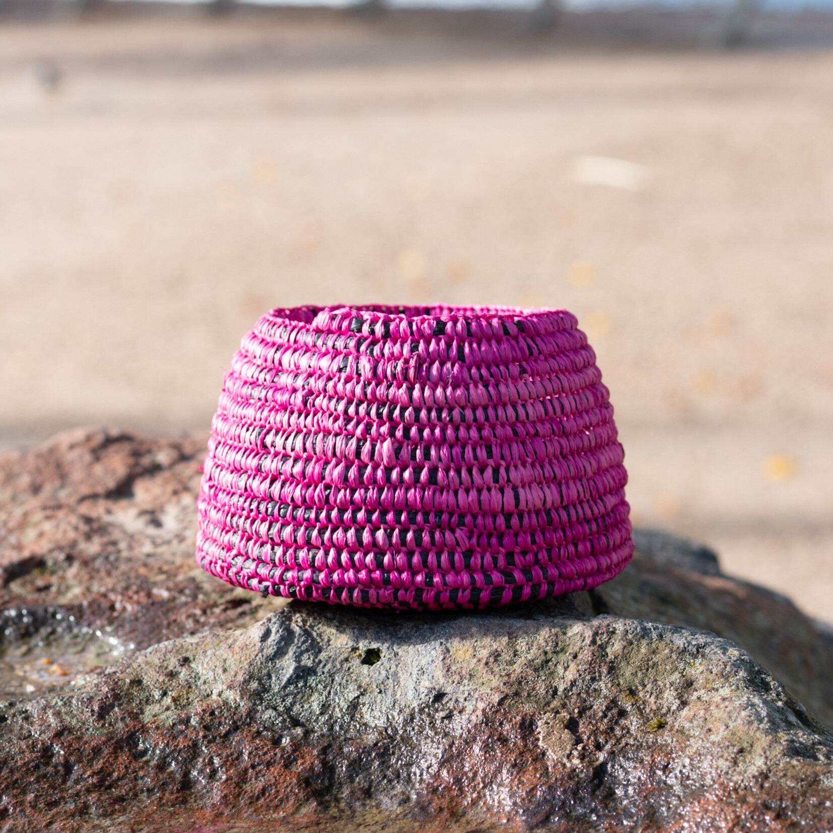 Nicole Smith-Walker Nicole Smith-Walker - Small Pink and Black Woven Basket