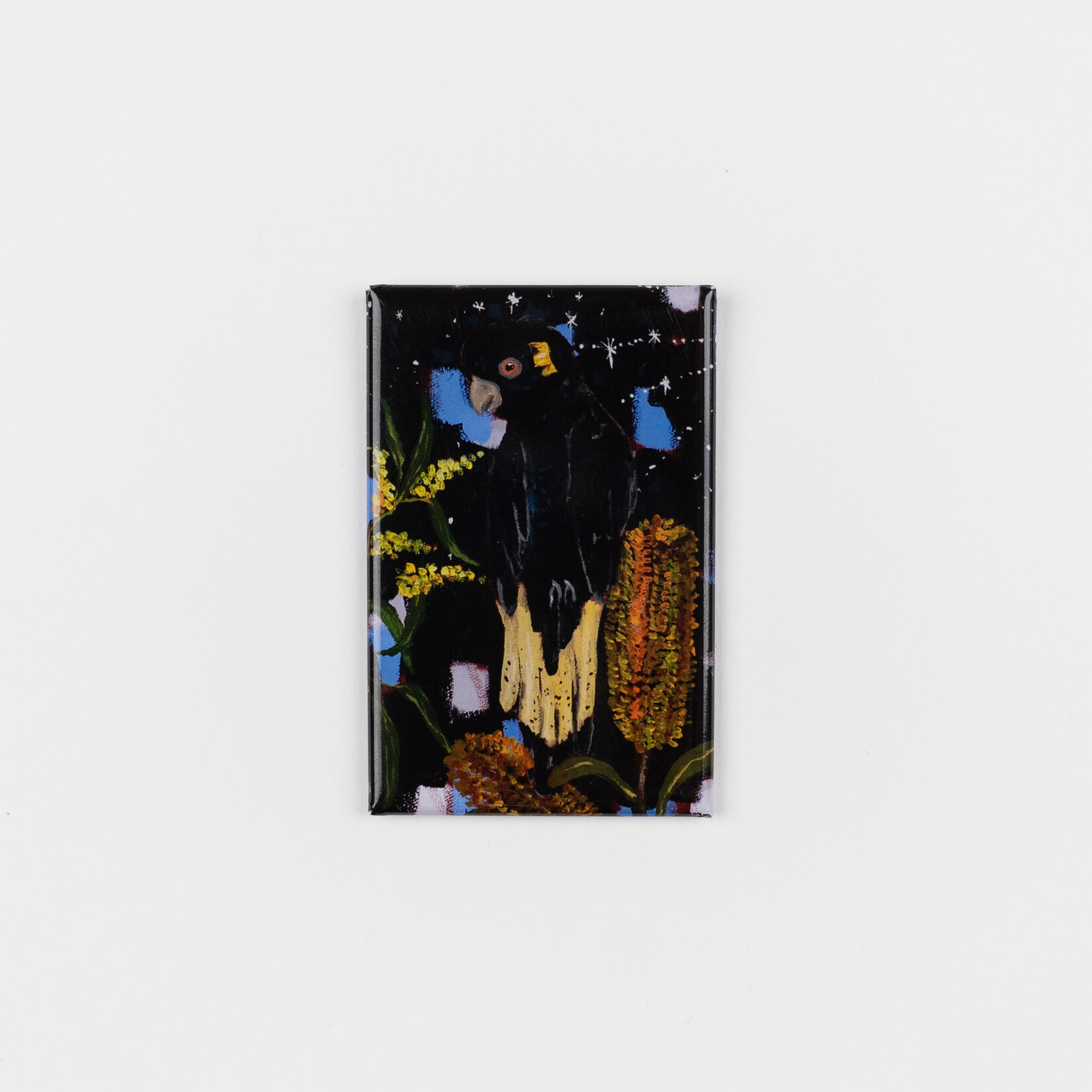 Deanne Gilson 'Post Joseph Banks, Still Sacred and Golden' Yellow Tailed Black Cockatoo Magnet
