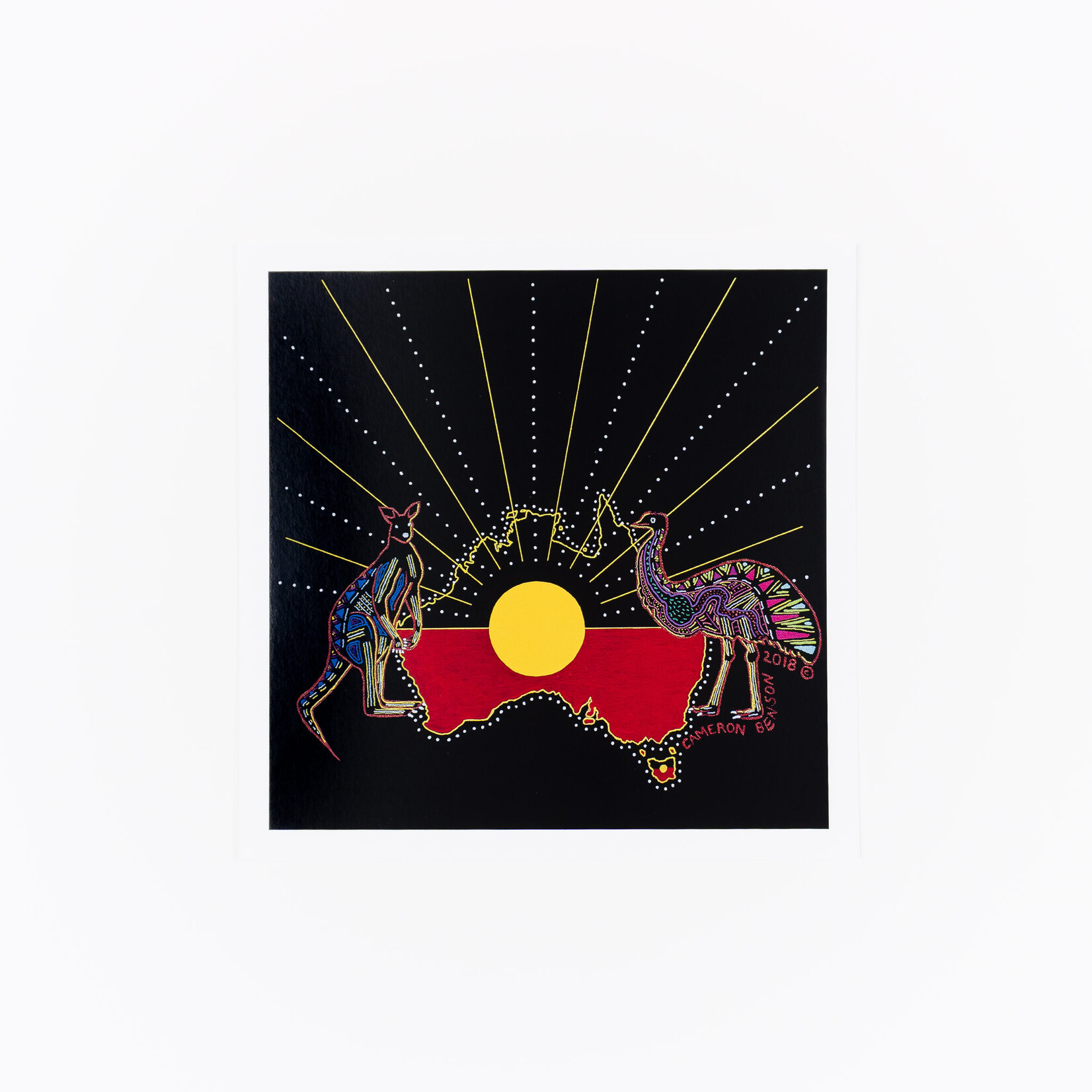 Cameron Benson Cameron Benson —  Kangaroo & Emu Square Art Print
