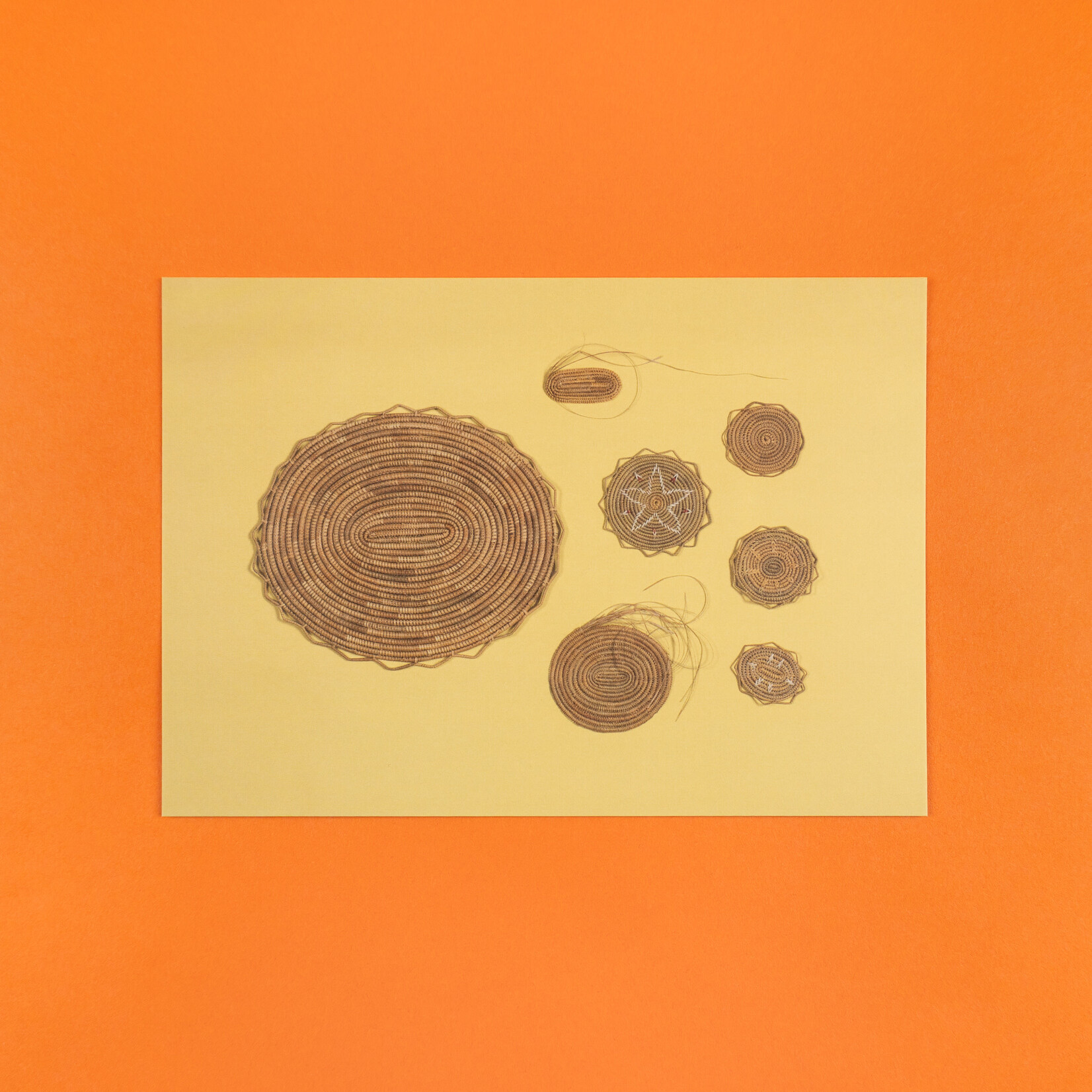 Aunty Connie Hart Yellow Woven Mats Postcard