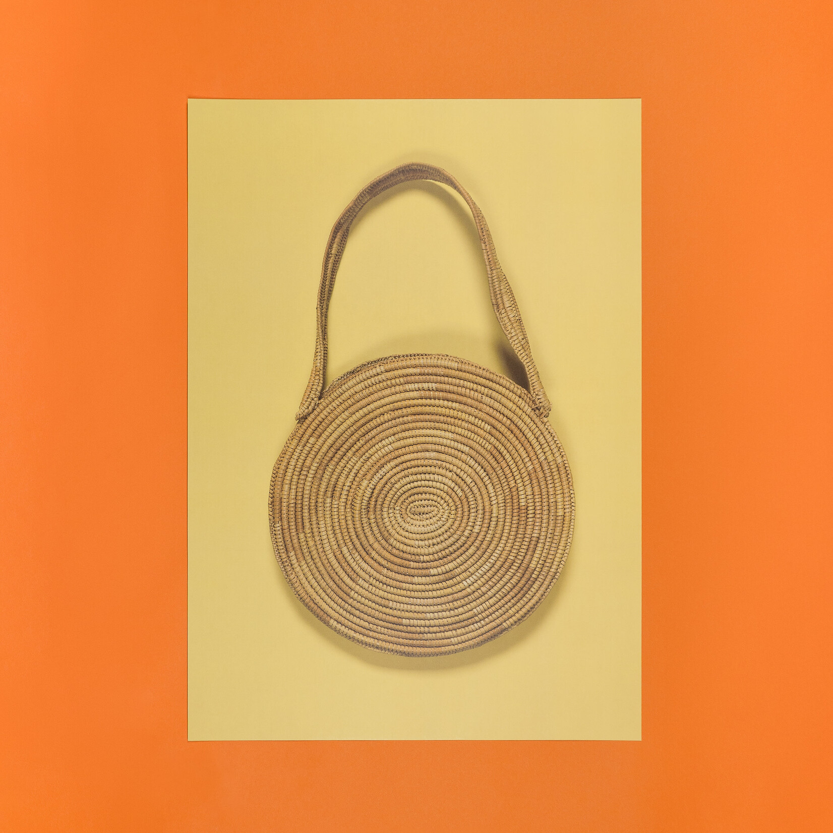 Aunty Connie Hart Yellow Woven Basket A2 Art Print