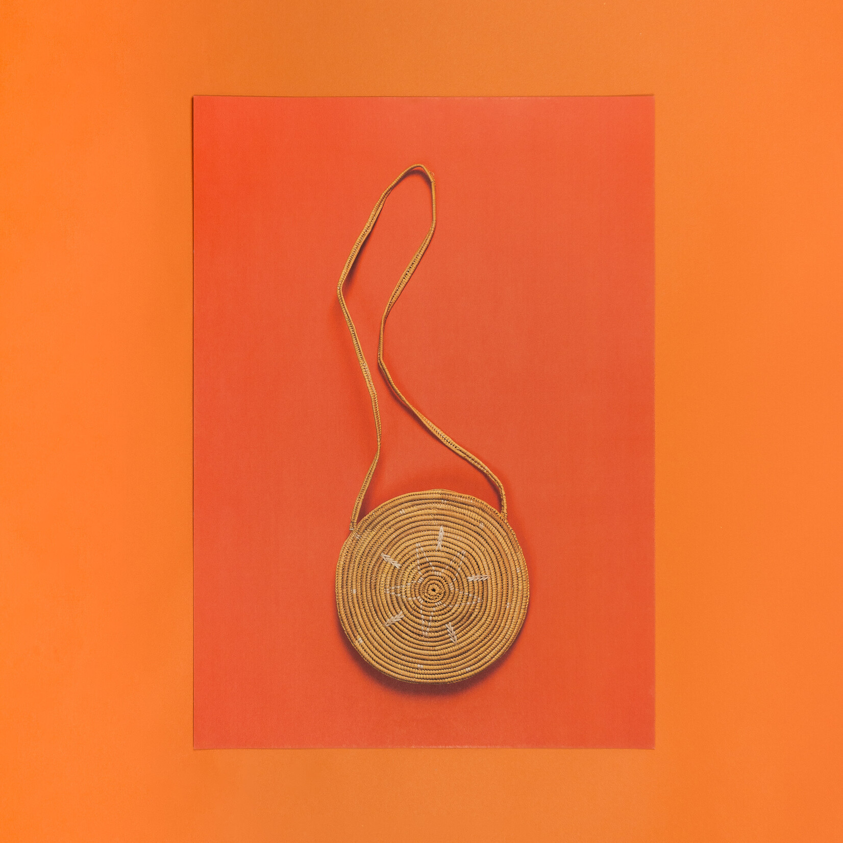 Aunty Connie Hart Orange Woven Basket A2 Art Print