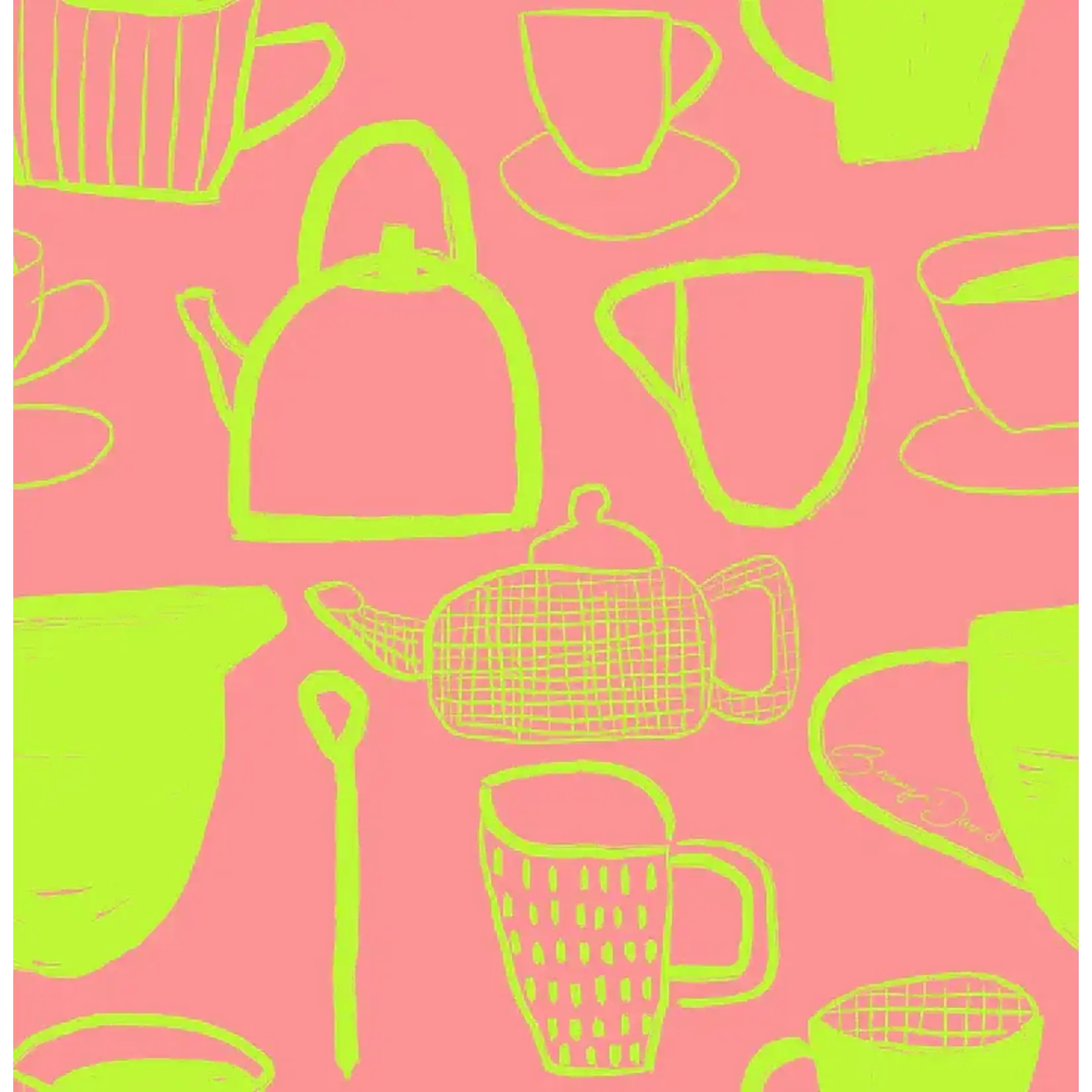 Bronwyn David 'Pot of Tea' Silk Scarf