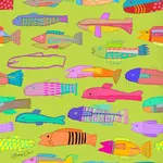 Bronwyn David Bronwyn David — 'Fish Farm' Silk Scarf