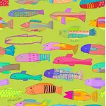 Bronwyn David 'Fish Farm' Silk Scarf