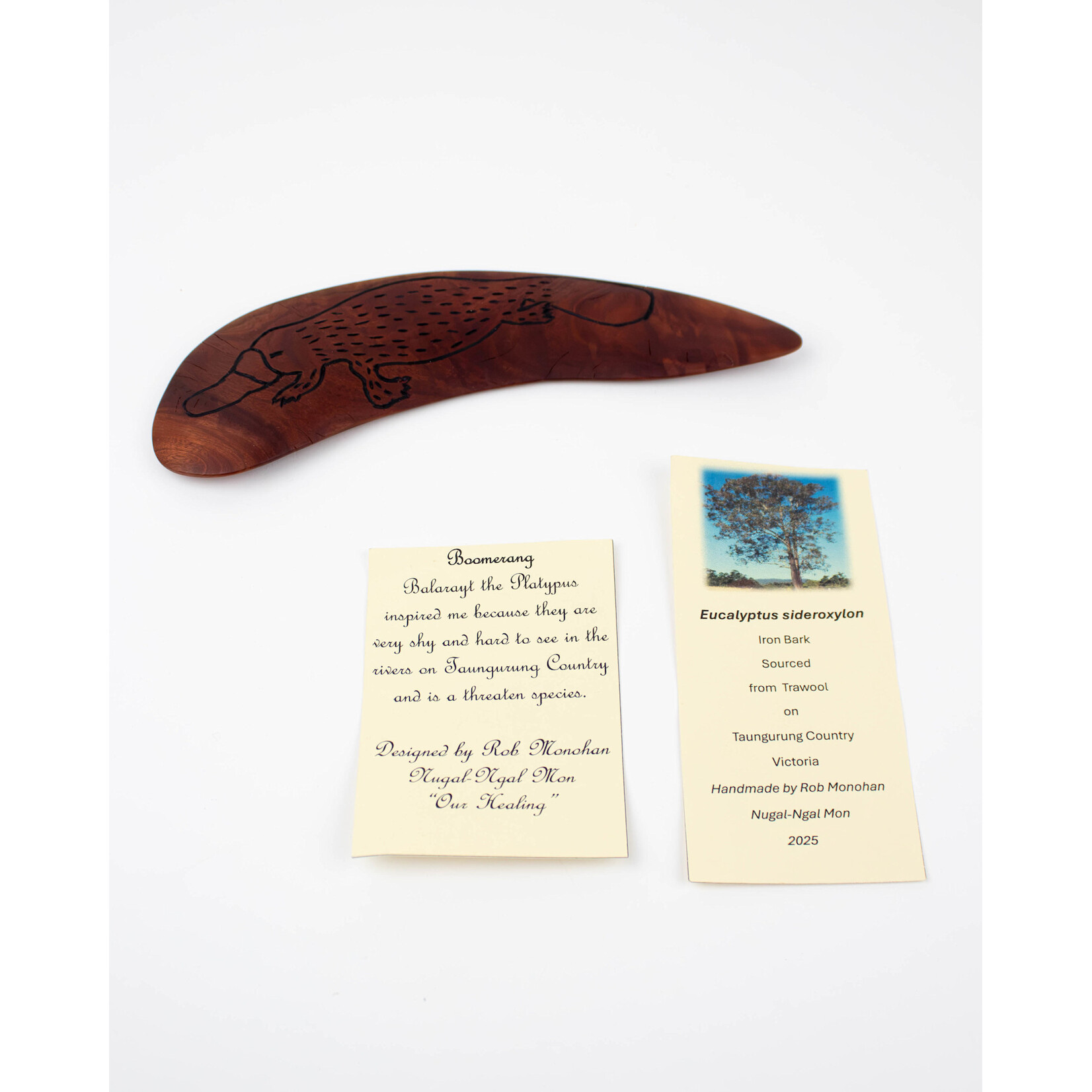 Ngual-Ngal Mon Handmade Boomerang 'Balarayt the Platypus'