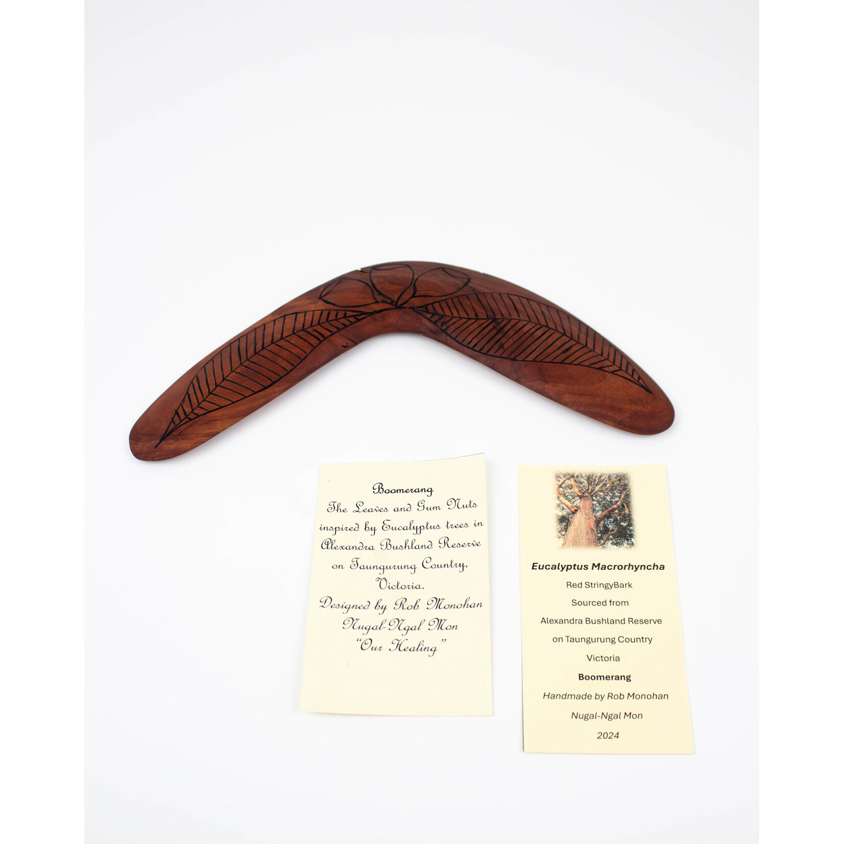Ngual-Ngal Mon Handmade Boomerang 'Gum Leaves'