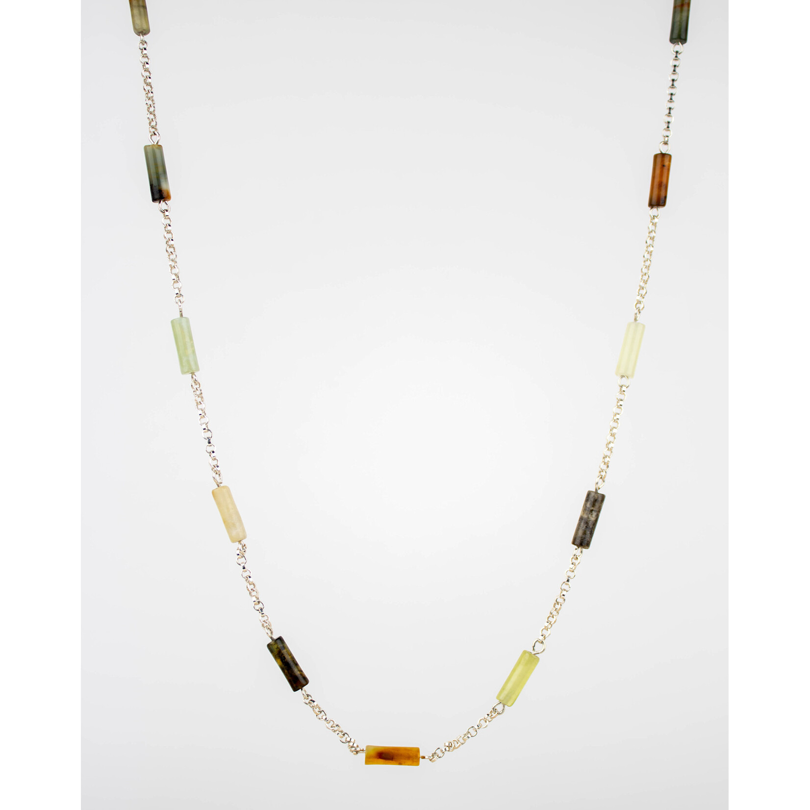 Yasmin Silveira Flower Jade and Sterling Silver Chain Necklace