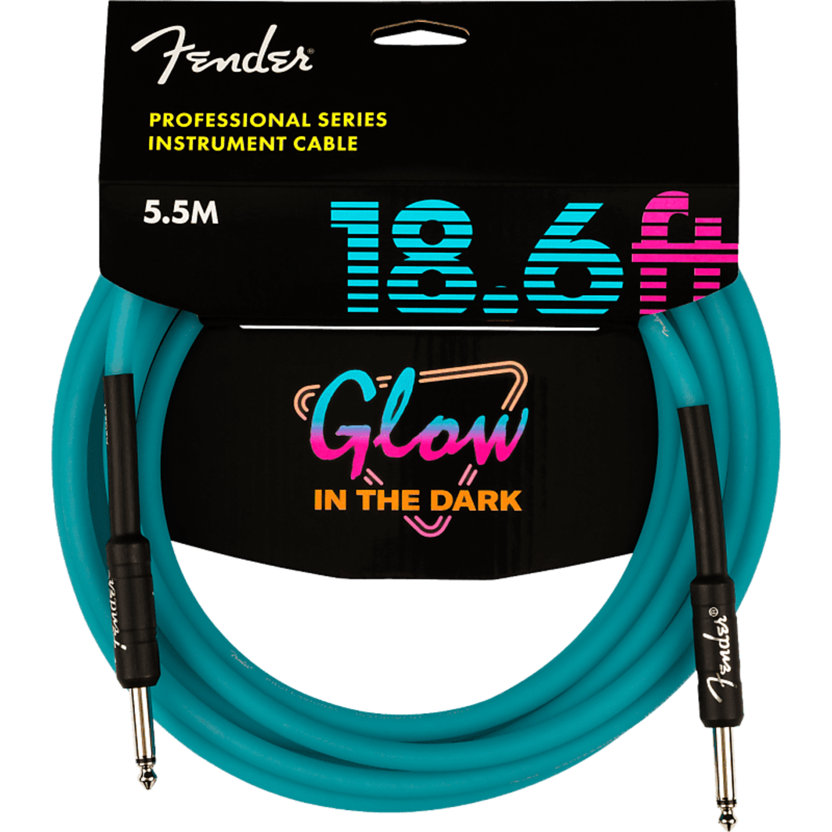 Fender Fender Professional Glow in the Dark Cable, Blue, 18.6'