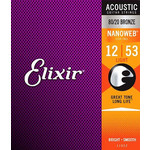 Elixir Elixir 11052 Nanoweb Coated 80/20 Bronze Acoustic Guitar Light 12-53