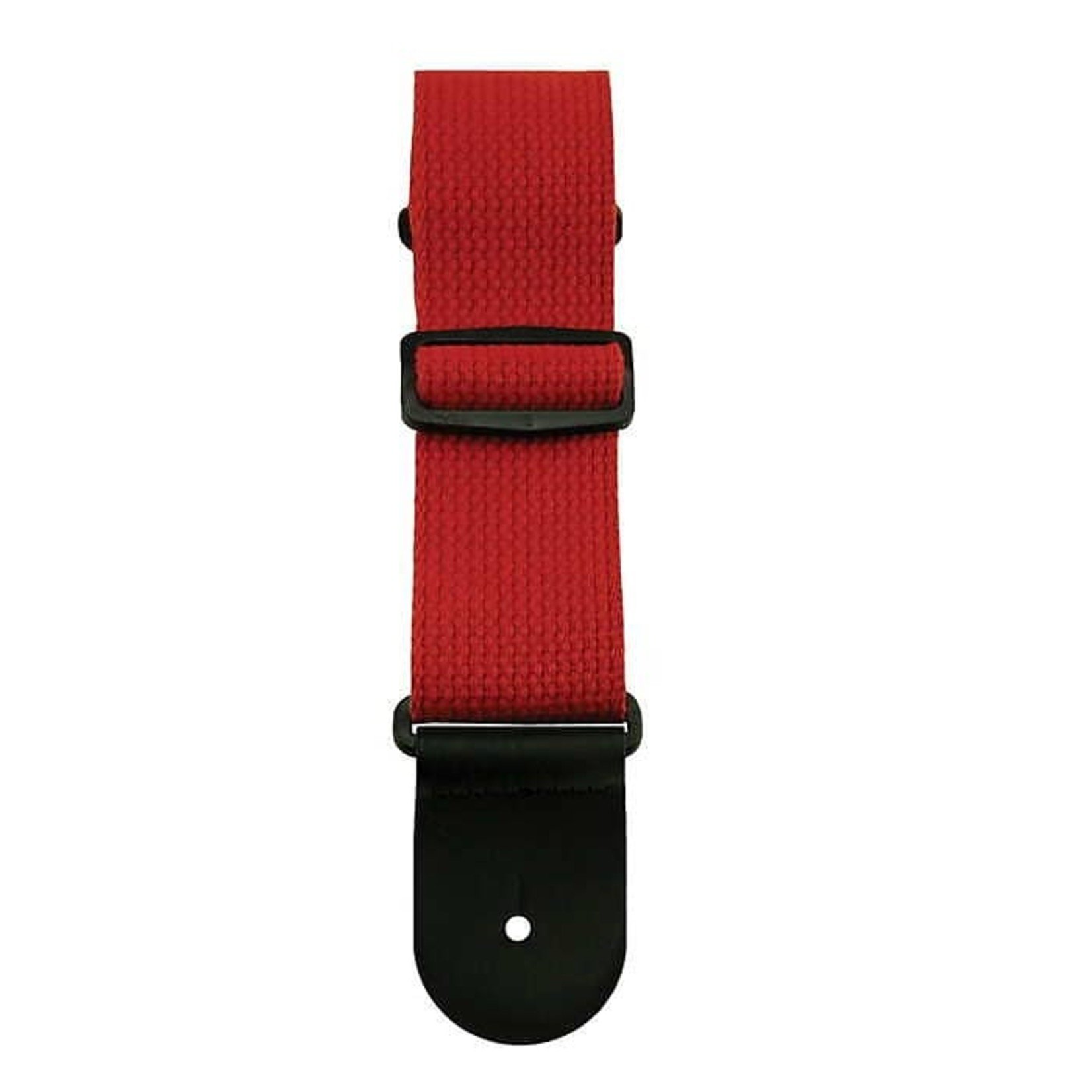 Henry Heller Henry Heller 2" COTTON GUITAR STRAP WITH TRI GLIDE AND LEATHER ENDS- Red