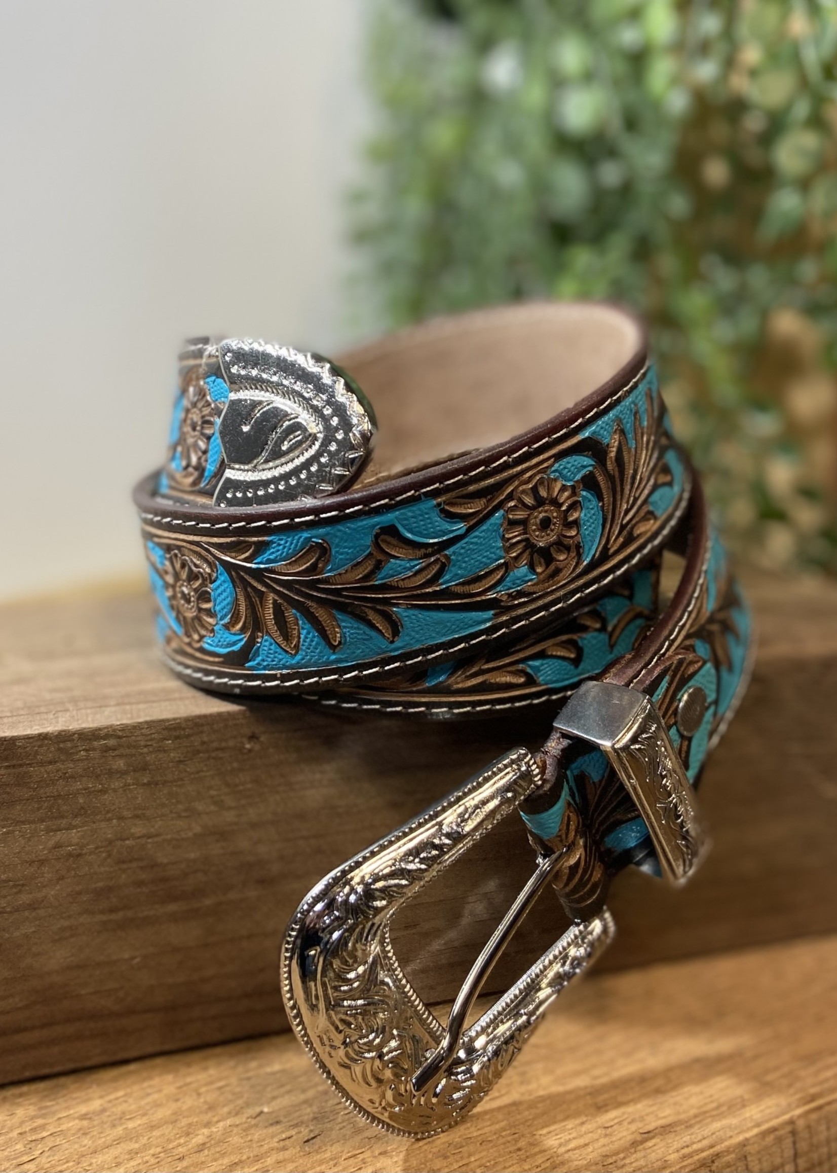 Myra Bags Turquoise Leather Belt