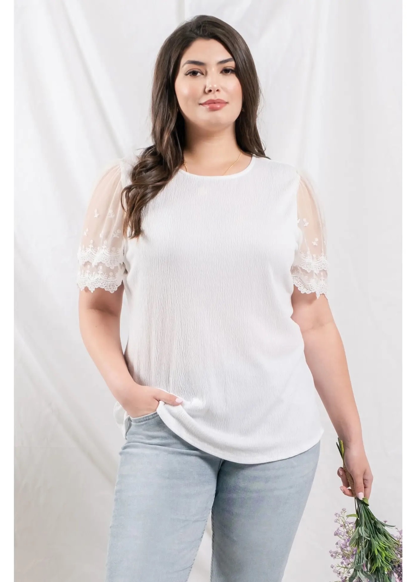 plus size white lace tops