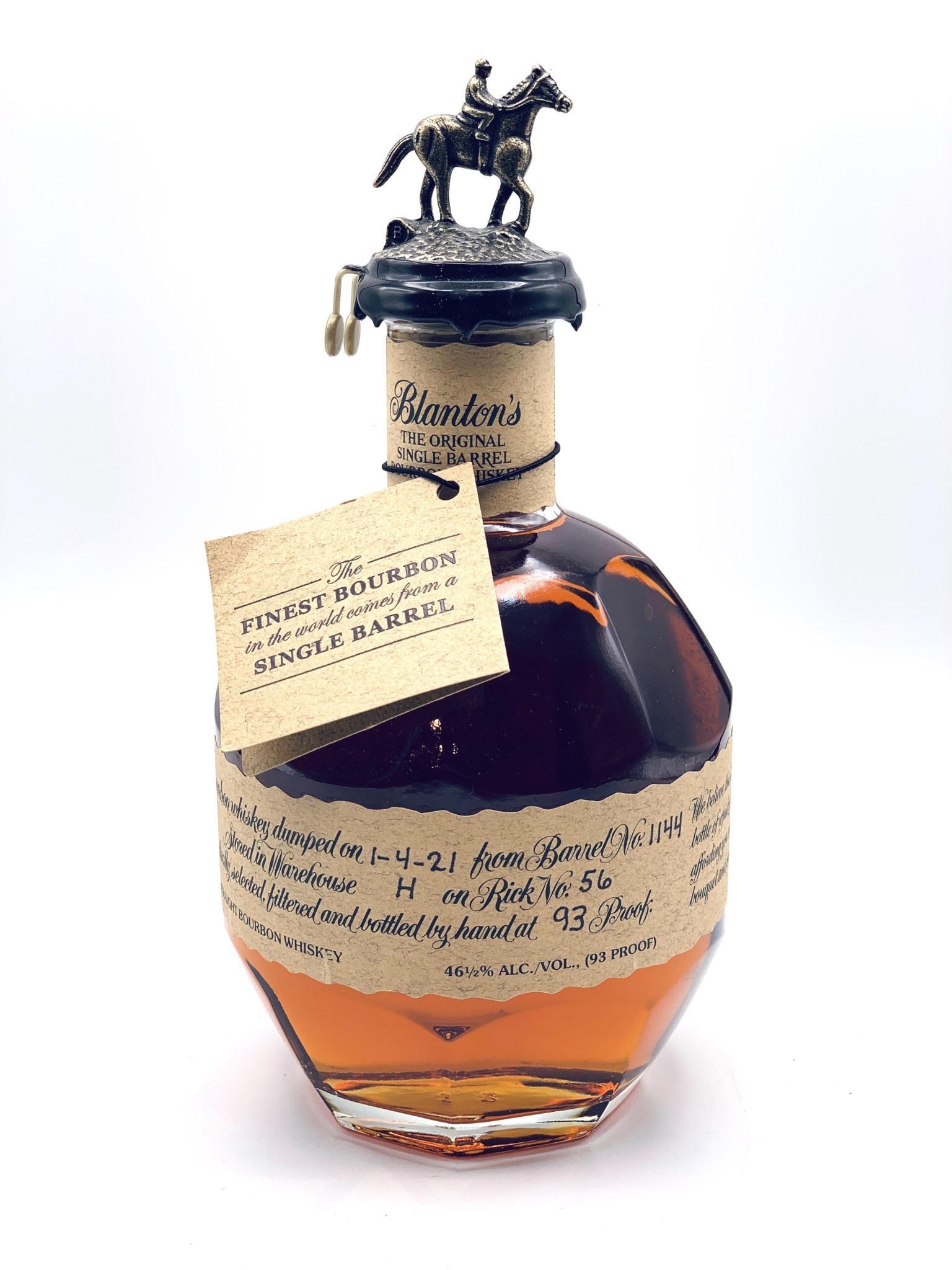 Blanton’s Single Barrel Kentucky Bourbon Whiskey 750ml (93 proof) Barrel 1144/ WH-H