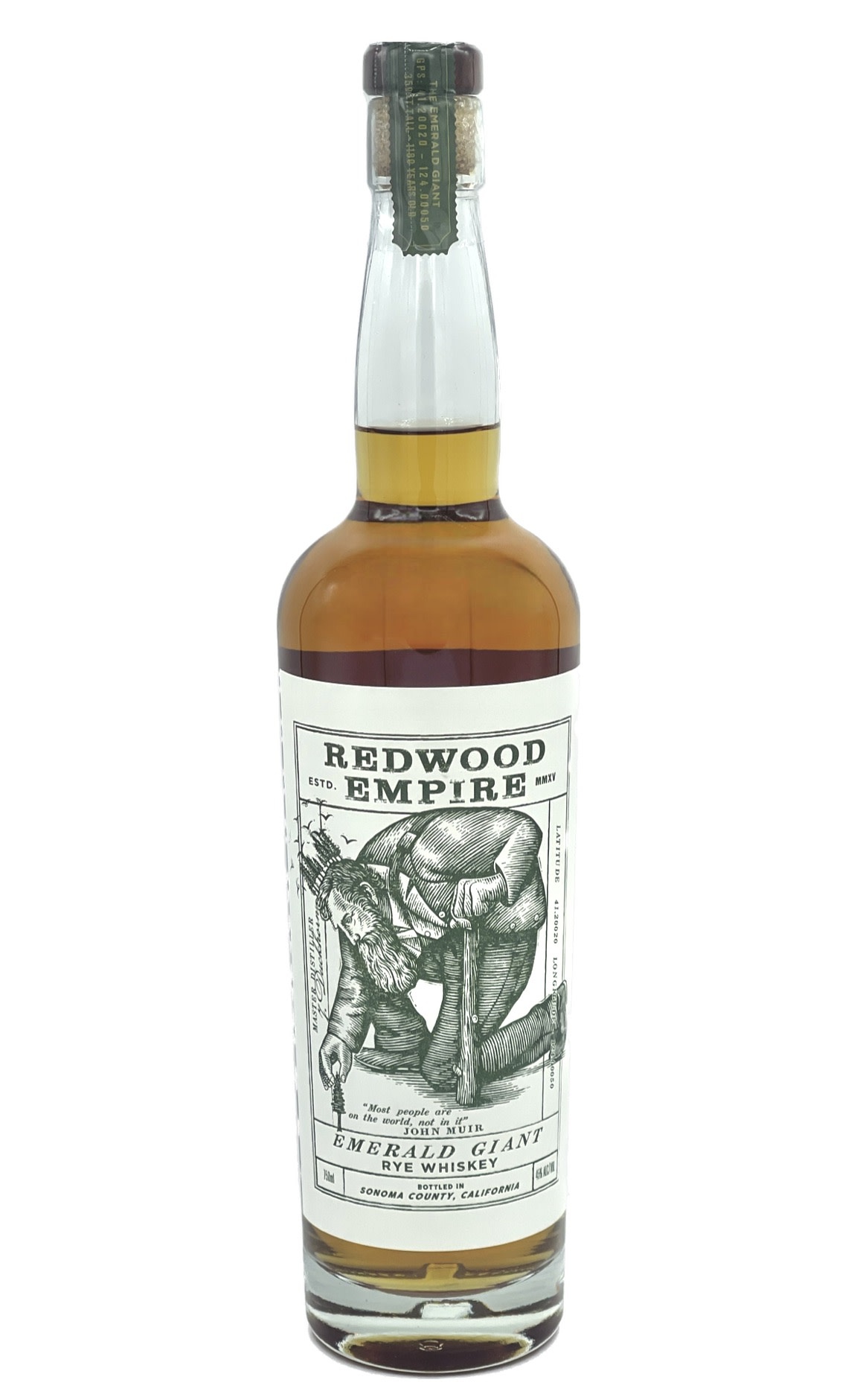 Redwood Empire Sonoma Co. Rye Whiskey "Emerald Giant" (90 proof) 750ml