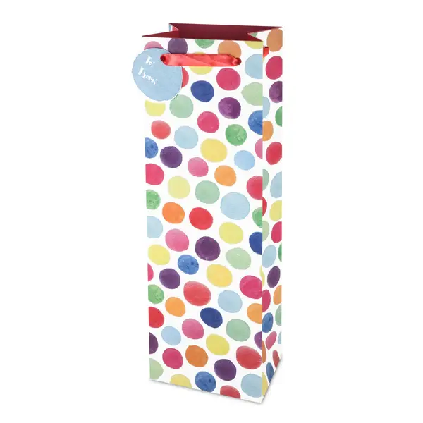 Watercolor Dots 1-Bottle Gift Bag