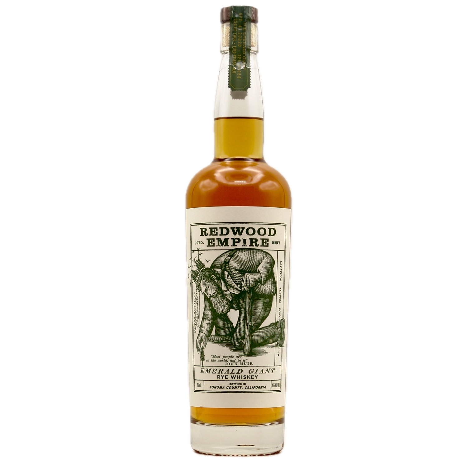 Redwood Empire Sonoma Co. Rye Whiskey "Emerald Giant" (90 proof) 750ml
