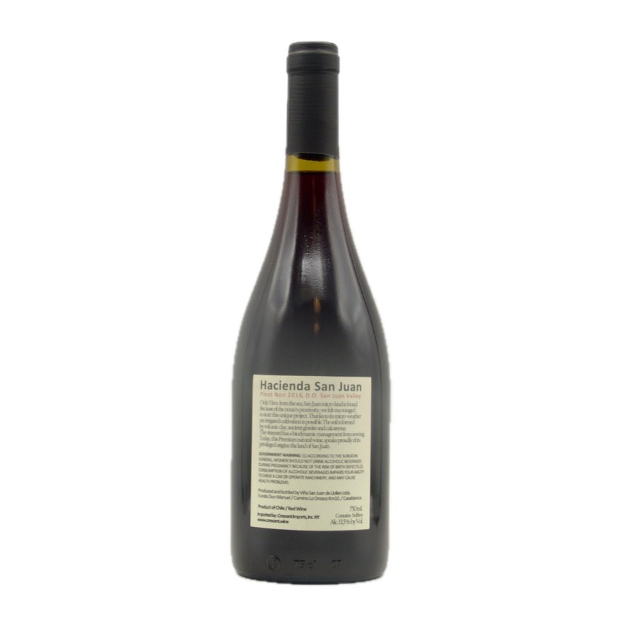 Chilean Pinot Noir 2016 Hacienda San Juan "San Juan Valley"  750ml
