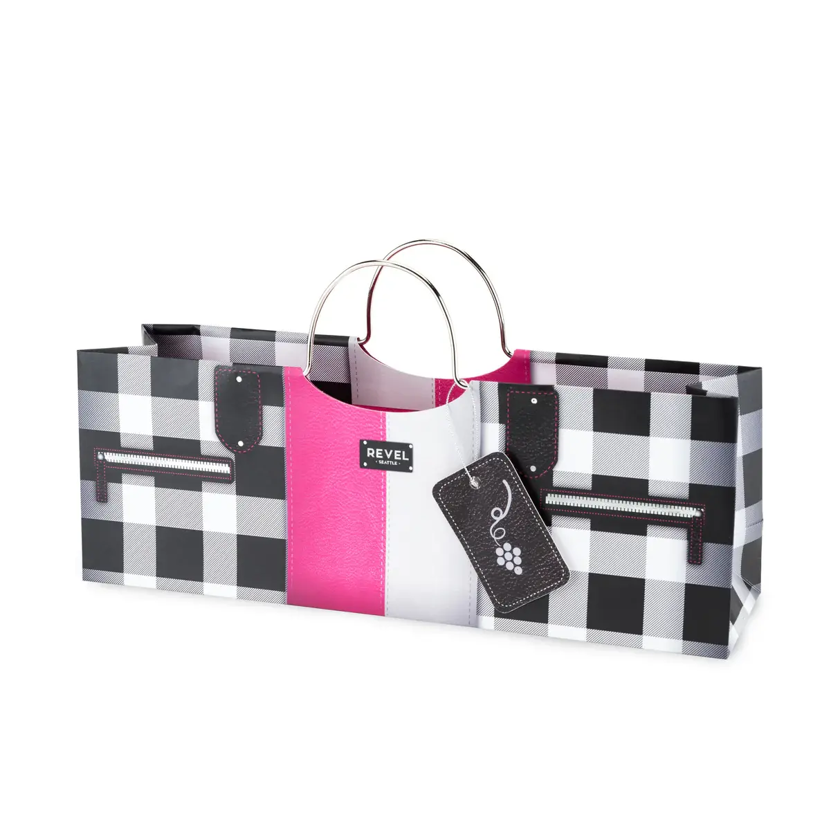 Black and Pink Checkered 1bt Purse Gift Bag