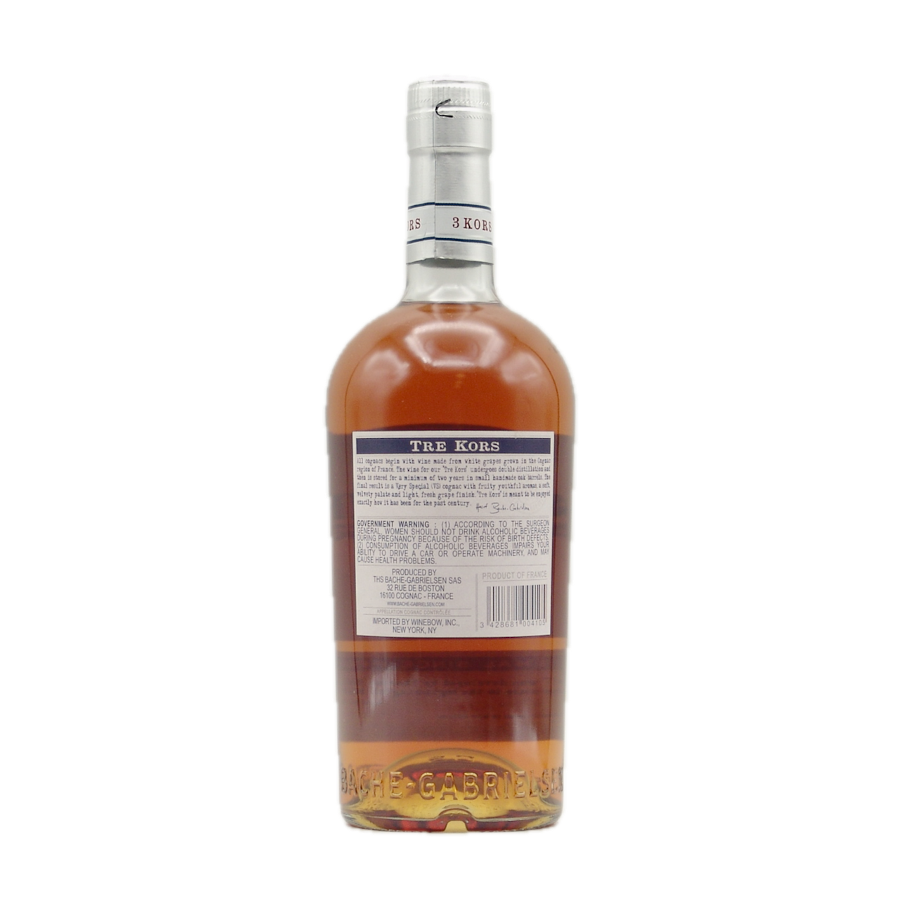 Bache Gabrielsen  VS "Tre Kors" Cognac 700ml (80 proof)
