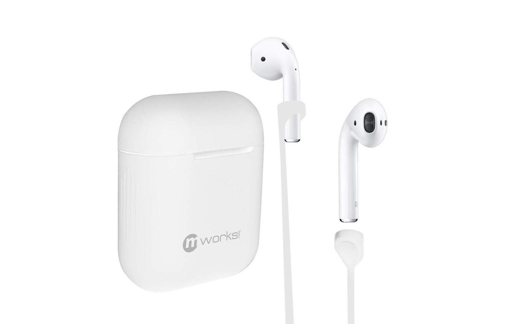 mworks! mCASE! Airpods Case Skin and Straps Bundle - White (NOT COMPATIBLE WITH AIRPODS PRO)