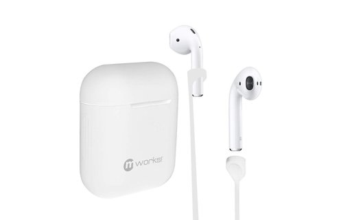 mworks! mCASE! Airpods Case Skin and Straps Bundle - White (NOT COMPATIBLE WITH AIRPODS PRO)