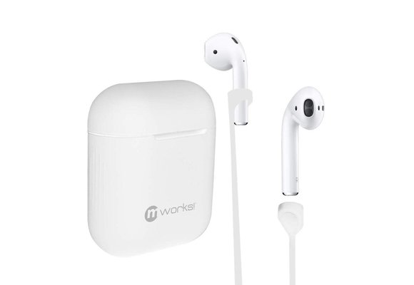 mworks! mCASE! Airpods Case Skin and Straps Bundle - White (NOT COMPATIBLE WITH AIRPODS PRO)