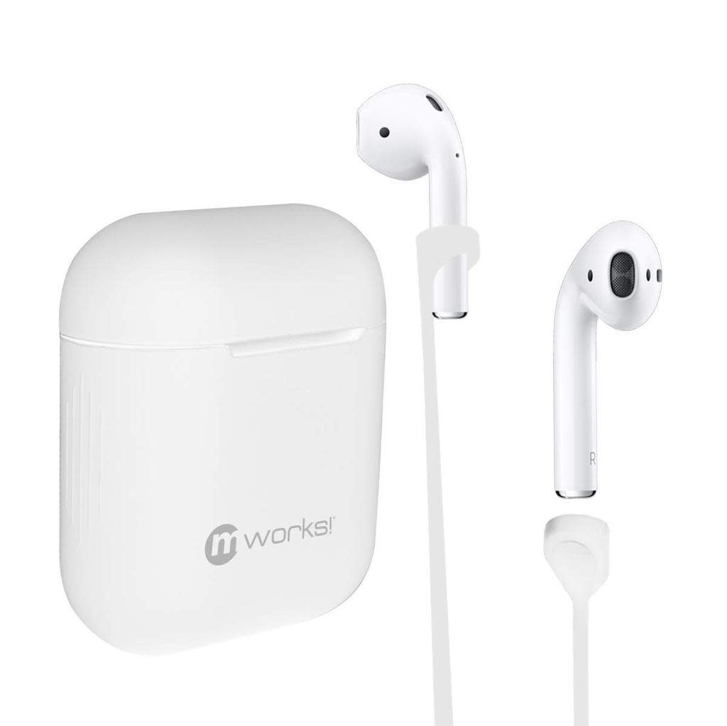 mworks! mCASE! Airpods Case Skin and Straps Bundle - White (NOT COMPATIBLE WITH AIRPODS PRO)