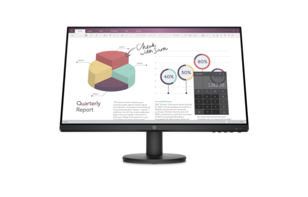 HP P24v G4 23.8-inch Monitor (1920 x 1080), No Height Adjustment, 3 year warranty