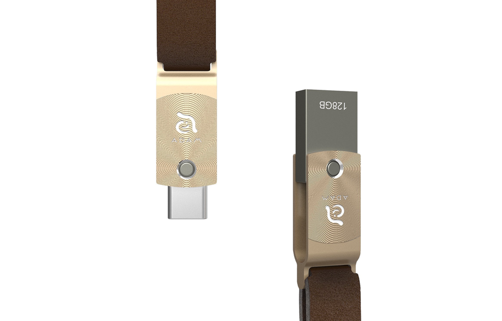 Adam Elements ROMA Dual USB-C/USB 3.0 Flash Drive 128GB - Gold
