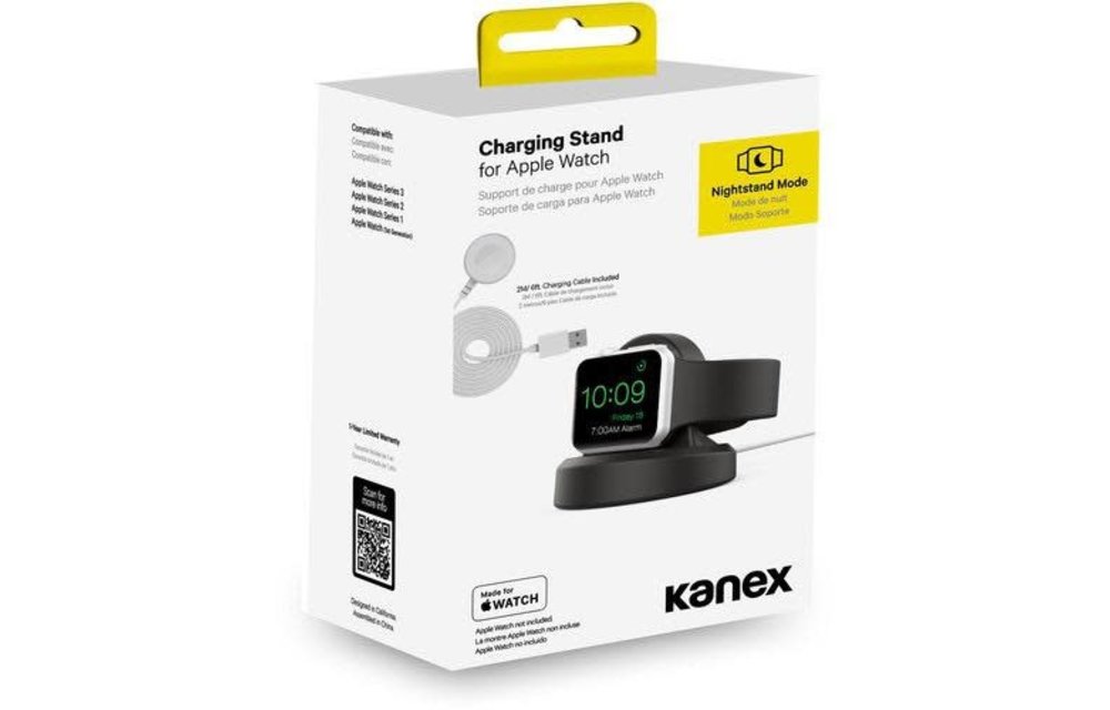Kanex Apple Watch Silicone Stand with MFI Charging Cable 2m (6ft) - Black