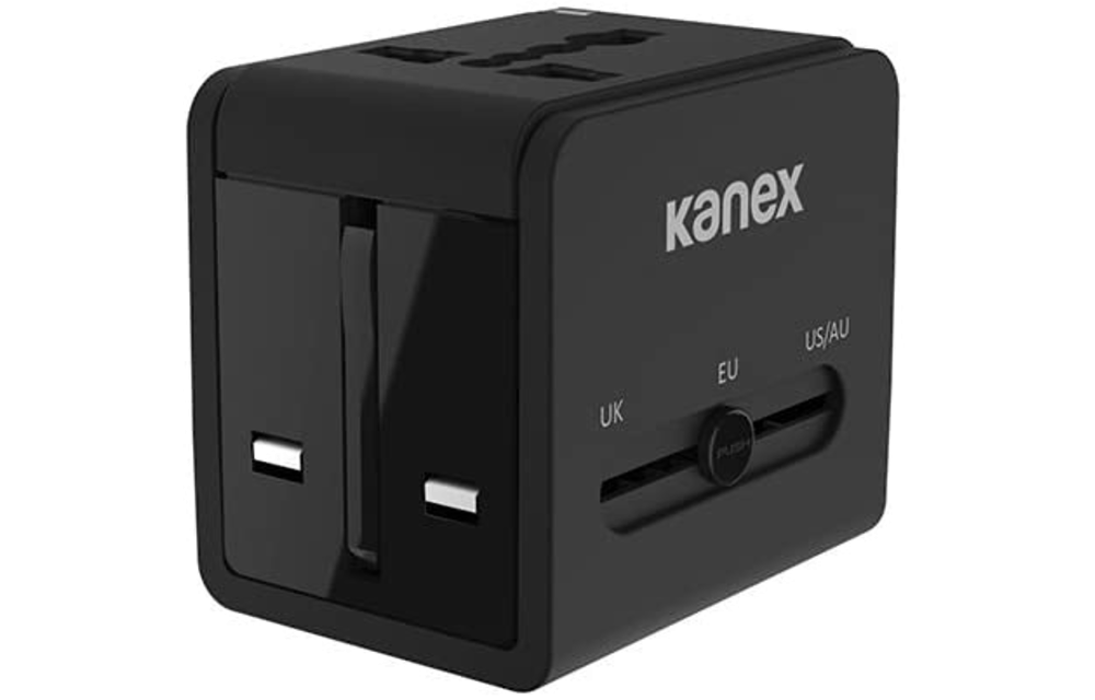 Kanex 4-in-1 Travel Power Adapter with 2 USB ports - Black