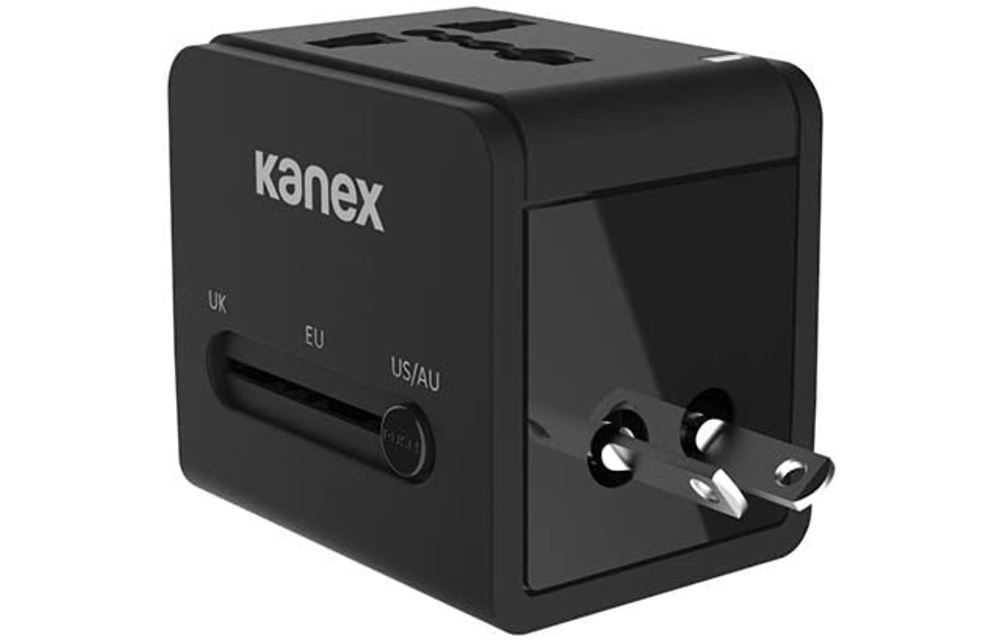 Kanex 4-in-1 Travel Power Adapter with 2 USB ports - Black