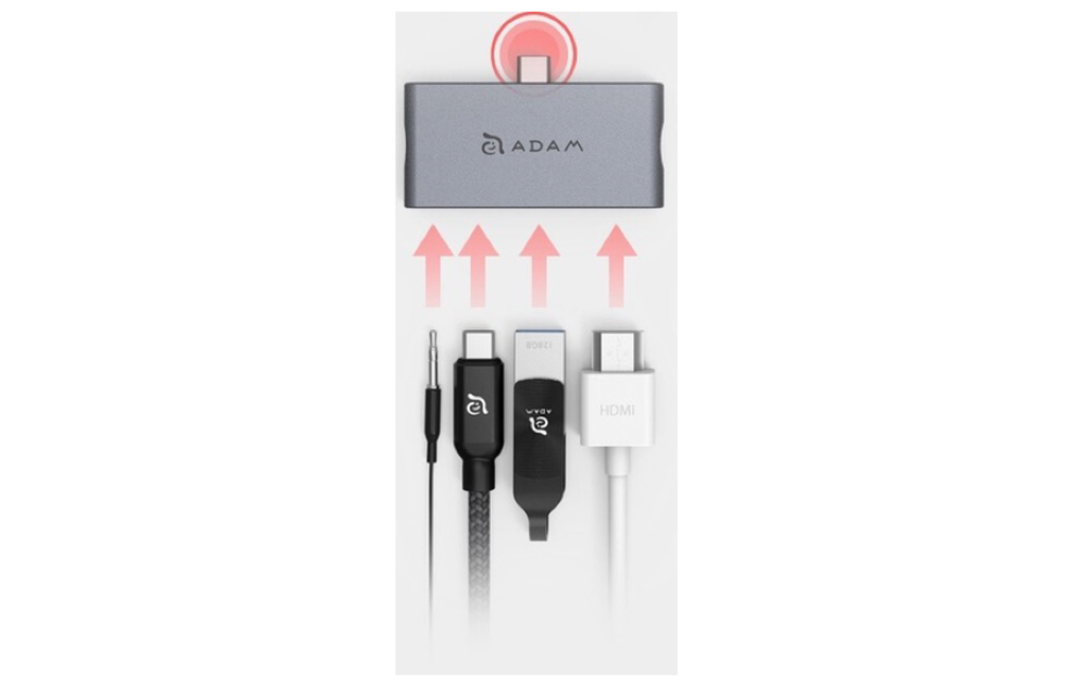 Adam Elements CASA Hub i4 4-in-1 USB-C iPad Pro Hub/USB/USB-C PD/HDMI/3.5mm aux - Space Gray