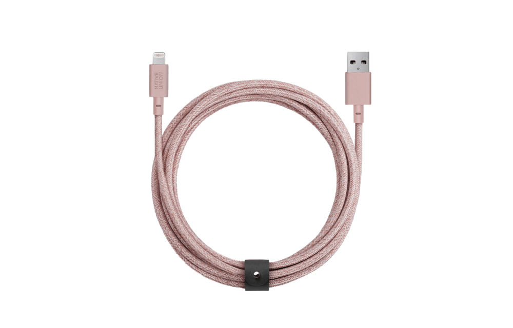 Native Union Braided Lightning Belt Cable, 3m (9.9ft) - Rose
