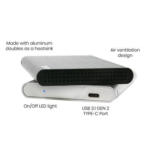 Micronet GForce 3.1 4TB Portable SSD, USB-C (USB 3.1 Gen 2 Type-C 10Gbps) - Black (Compatible with OS X and WIndows)